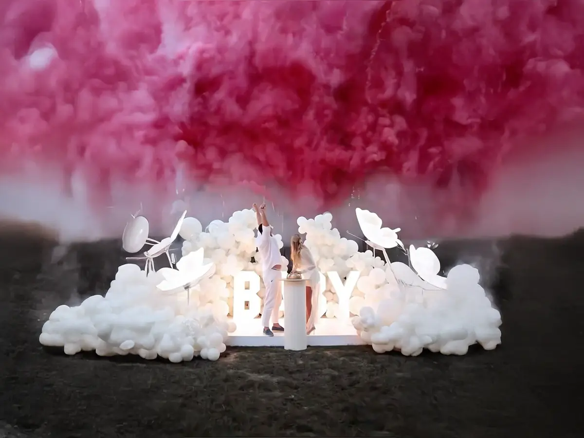 Artificii Gender Reveal pentru anunțarea genului bebelușului Infinity Luxury Events