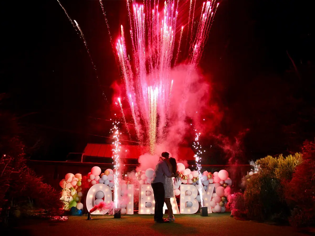 Artificii Gender Reveal pentru anunțarea genului bebelușului Infinity Luxury Events