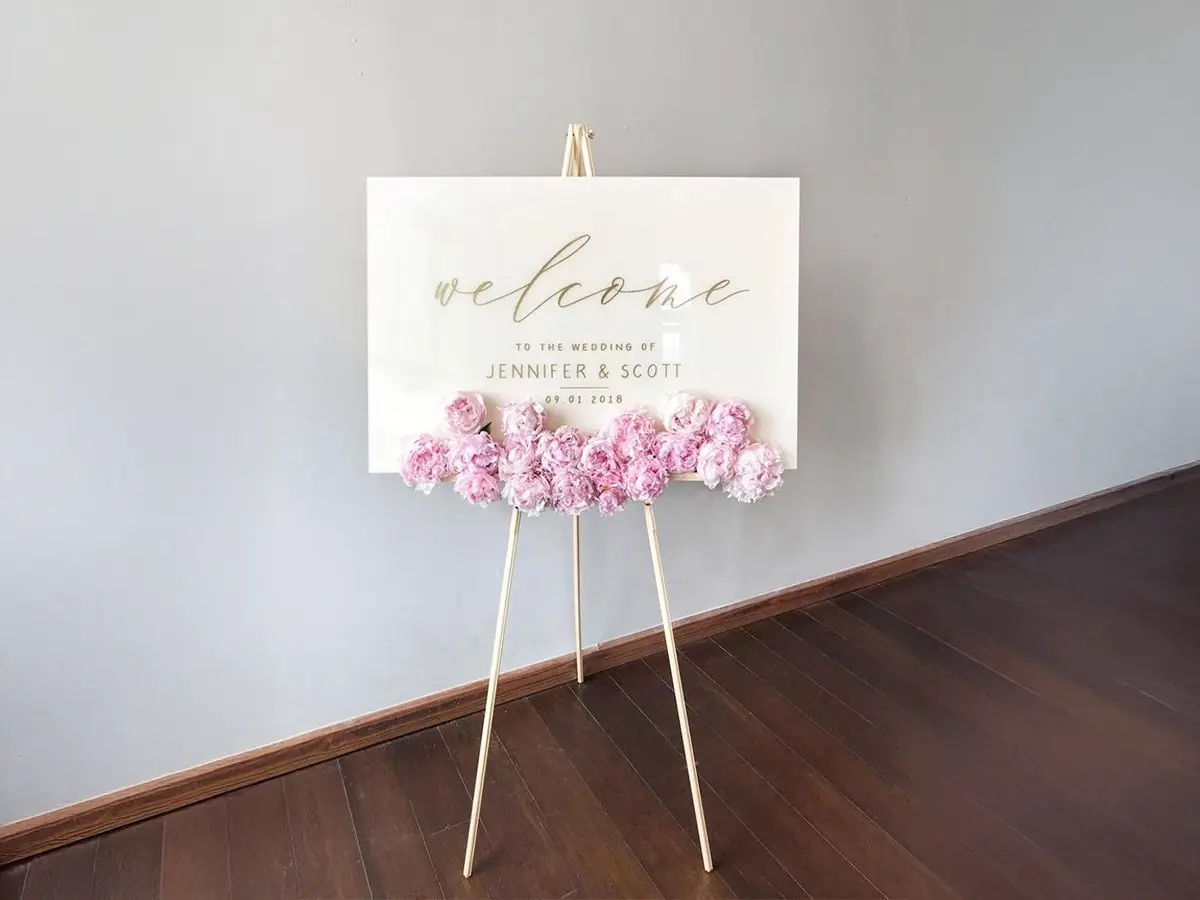 Welcome board elegant pentru evenimente premium Infinity Luxury Events
